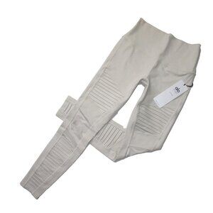 NWT Alo Yoga High-Waist Moto Legging in Bone Stretch Workout S $110